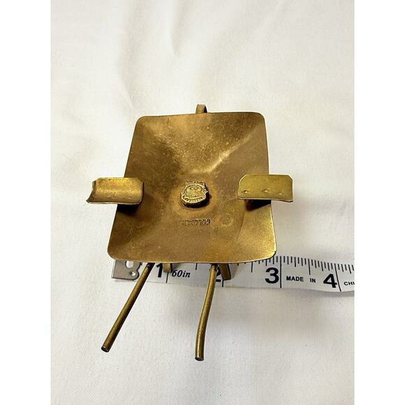 Vtg Brass Wheelbarrow Ashtray Marked Columbia With Pre-Columbian Metal Mask - Picture 12 of 13